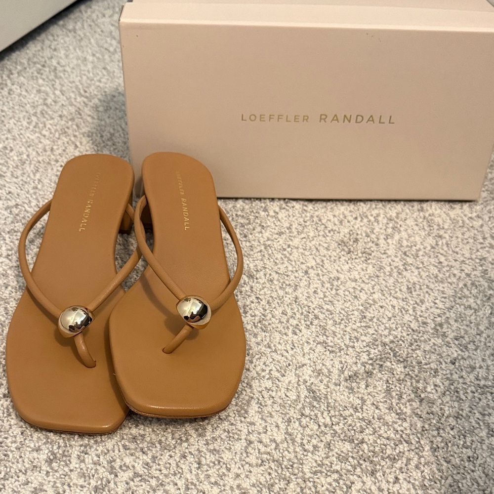 Loeffler Randall Odessa Shoes! Gold Accent Tan Sandals